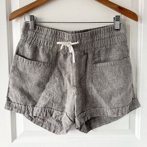 Athleta Cabo 4” Linen Drawstring Pull On Shorts | Gray | Size 4